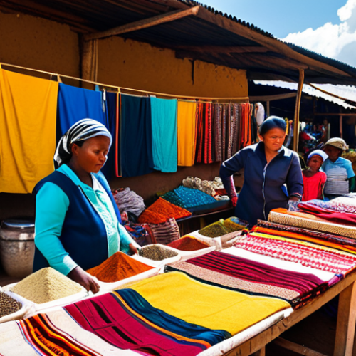 **

"A bustling Malagasy marketplace filled with colorful fabrics, spices, and local crafts, fully clothed people bargaining and selling goods, vibrant atmosphere, safe for work, appropriate content, professional photography, perfect anatomy, correct proportions, family-friendly scene, natural lighting, detailed textures, high resolution, modest clothing."

**
