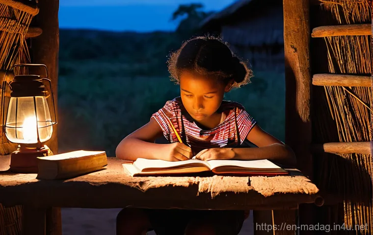마다가스카르에서 전력 사정과 정전 문제 - Image Prompt 1: The Glow of Resilience in Rural Madagascar**