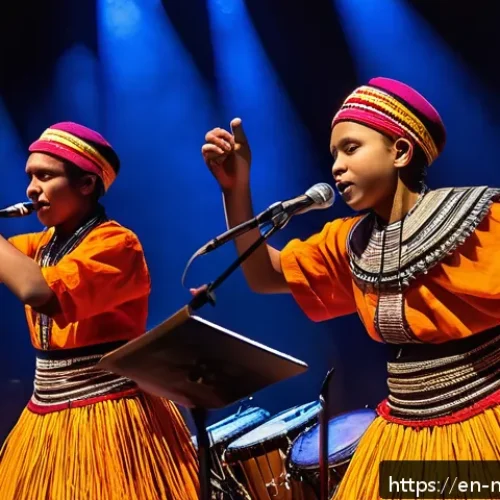 마다가스카르 유명 음악가 및 아티스트 - A vibrant concert scene in Antananarivo featuring young Malagasy musicians blending traditional inst...